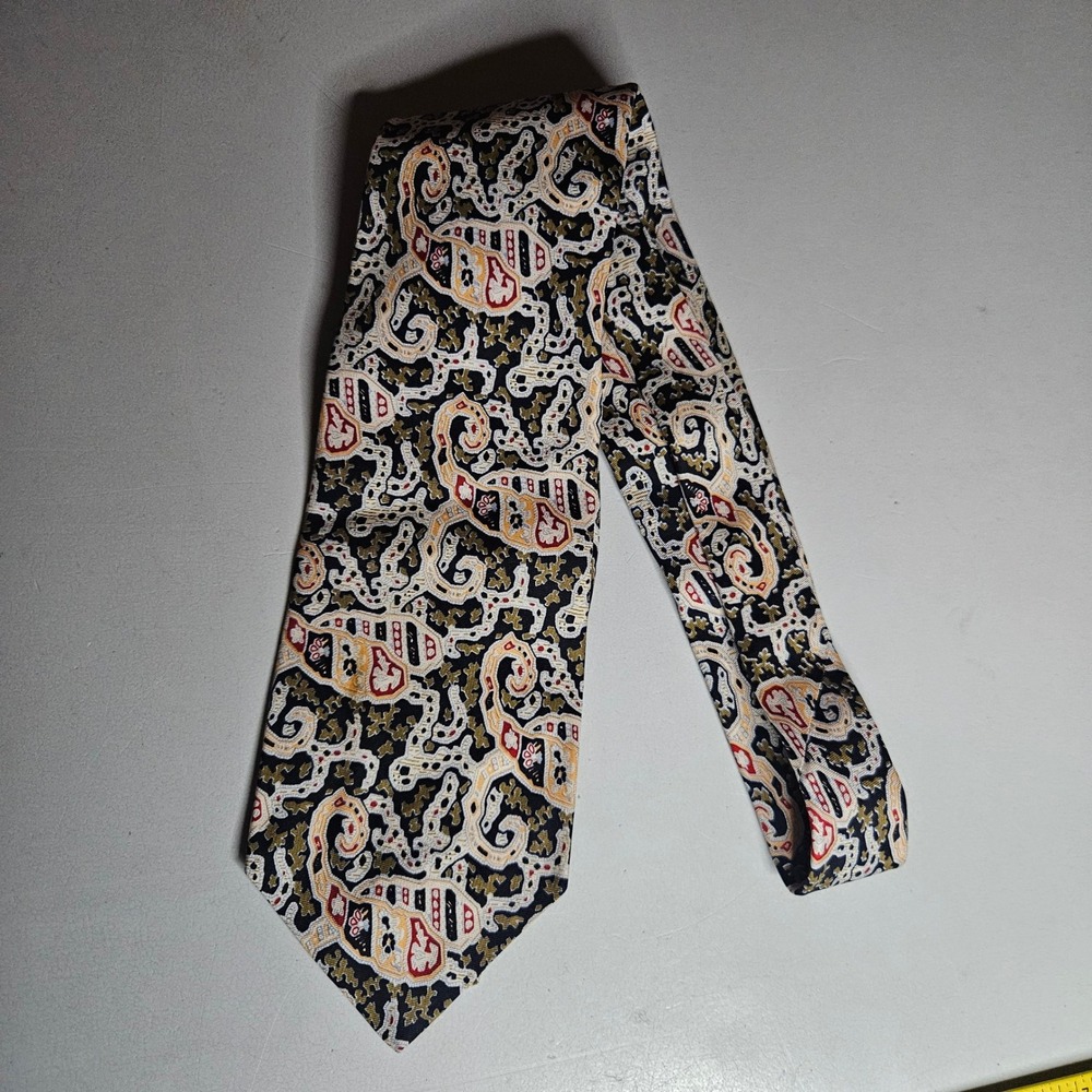 Liberty of London Silk Tie Mens Vintage Abstract Paisley Navy Gold B. Altman Co